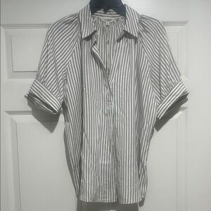 Max Studio Beige & White Striped Blouse